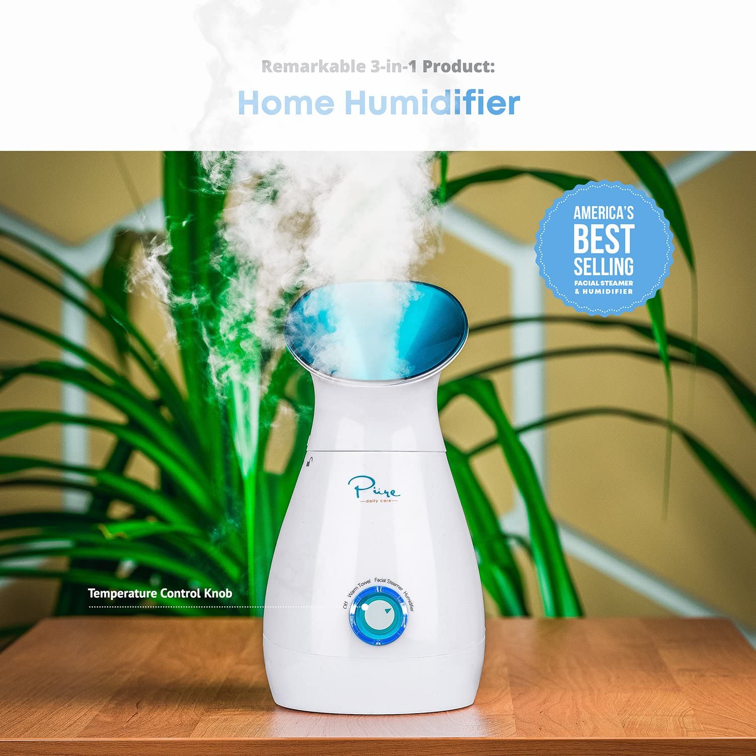 NanoSteamer Large 3-in-1 Nano Ionic Facial Steamer with Precise Temp Control - 30 Min Steam Time - Humidifier - Unclogs Pores - Blackheads - Spa Quality - Bonus 5 Piece Stainless Steel Skin Kit - Image 8